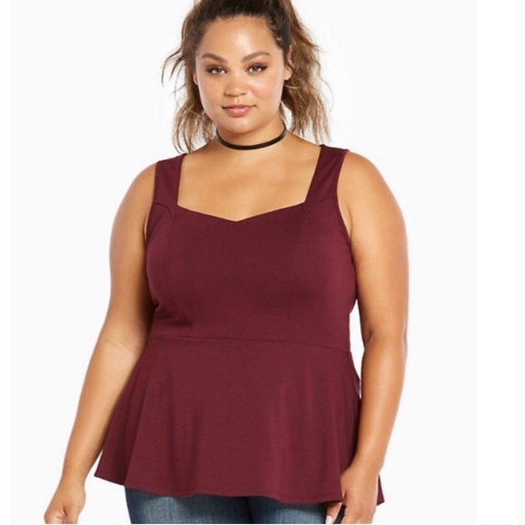 Torrid Maroon Peplum Tank Top Size 0X
